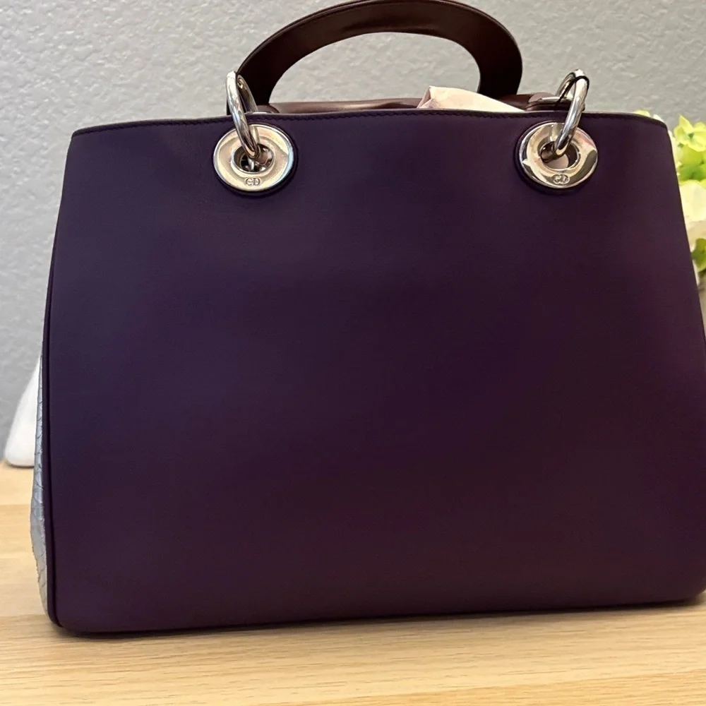 Beautiful Dior Tri-color Handbag with Crossbody Strap (medium) EUC with COA